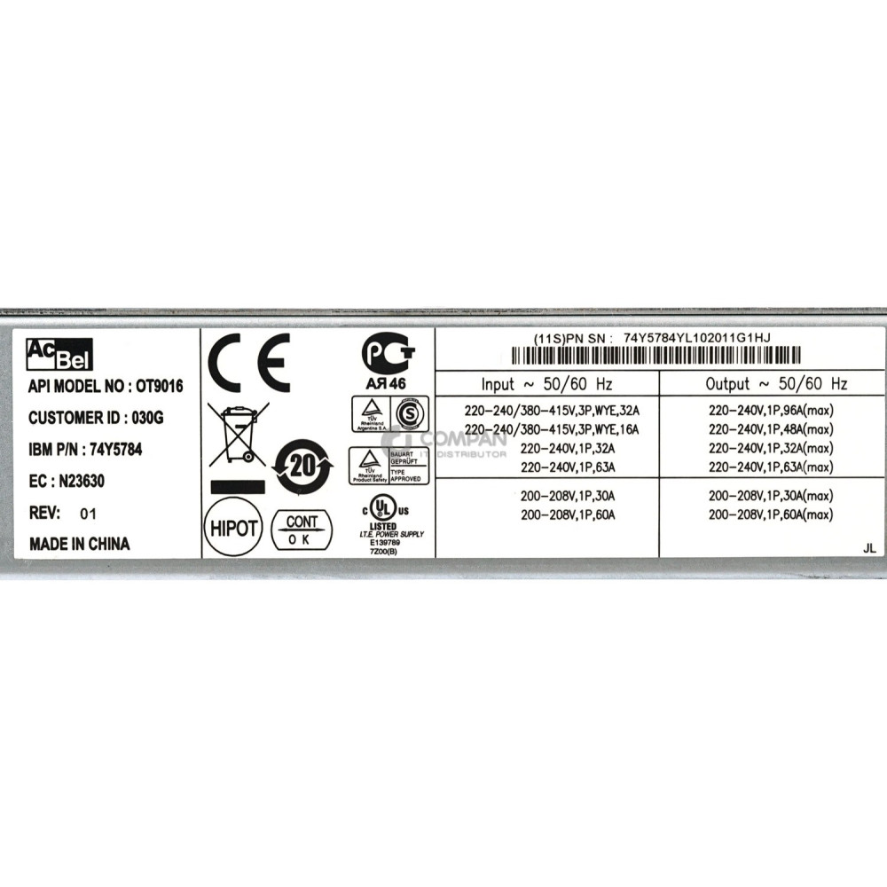 74Y5784 IBM 12 OUTLET SINGLE PHASE RACK POWER DISTRIBUTION UNIT